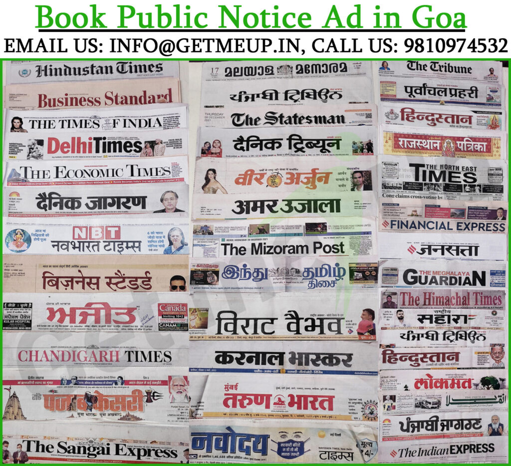 Book Public Notice Ad in Goa