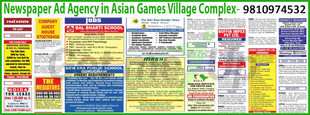 Newspaper Ad Agency in Asian Games Village Complex