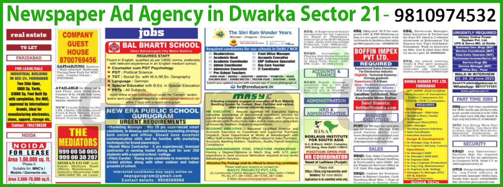 Newspaper Ad Agency in Dwarka Sector 21