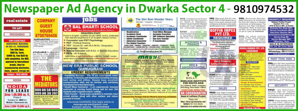 Newspaper Ad Agency in Dwarka Sector 4