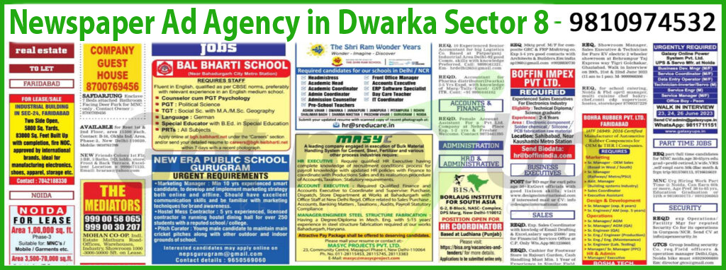 Newspaper Ad Agency in Dwarka Sector 8