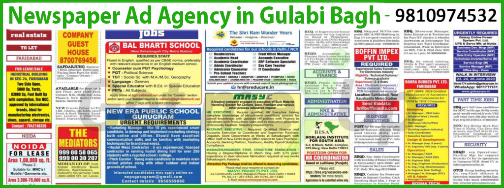 Newspaper Ad Agency in Gulabi Bagh