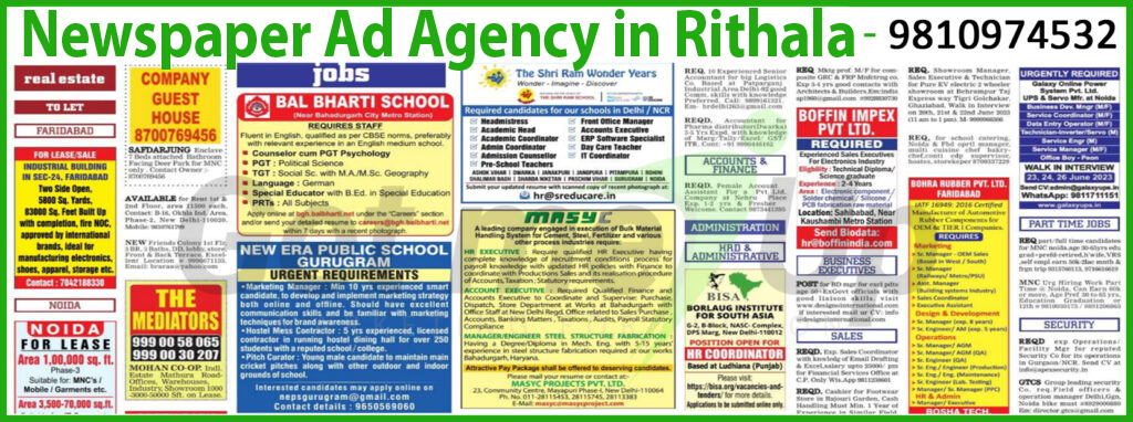 Newspaper Ad Agency in Rithala