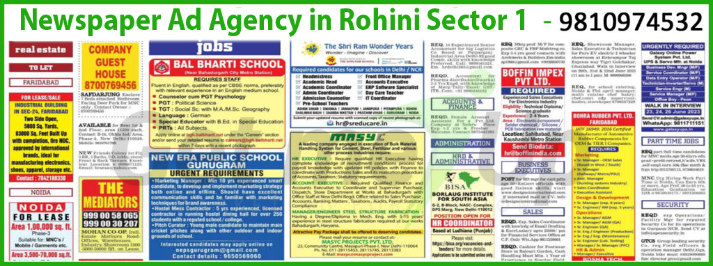 Newspaper Ad Agency in Rohini Sector 1