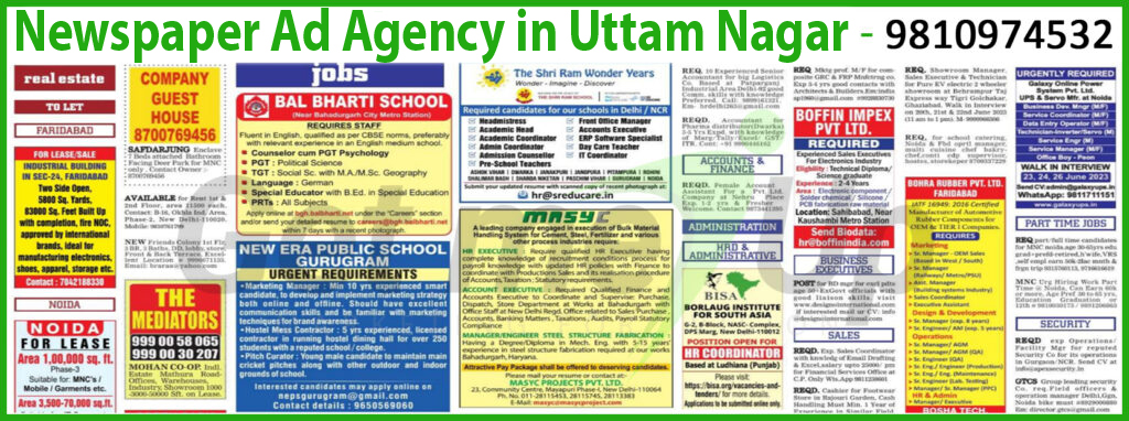 Newspaper Ad Agency in Uttam Nagar