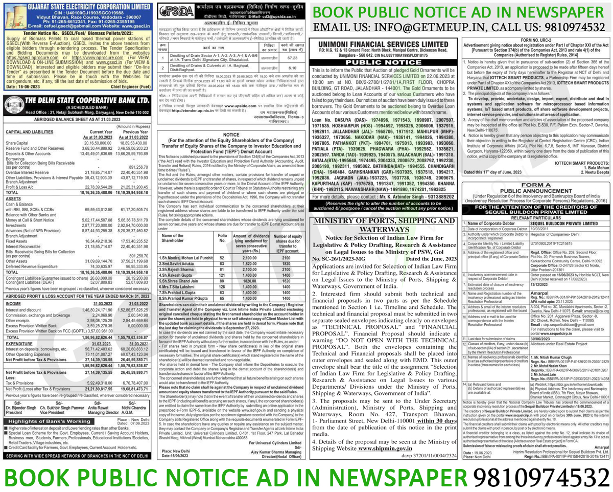 Public Notice in Newspaper