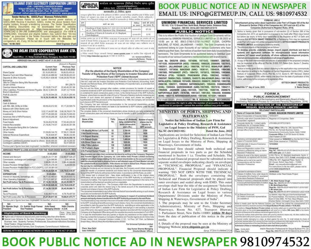 Book Public Notice Ad in The North East Times