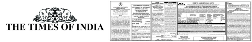 Book Public Notice Ad in Times of India