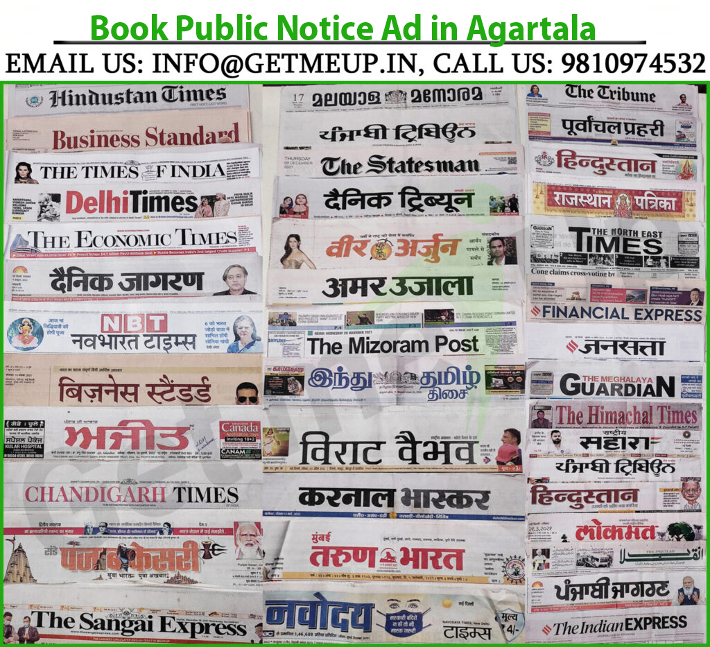 Book Public Notice Ad in Agartala