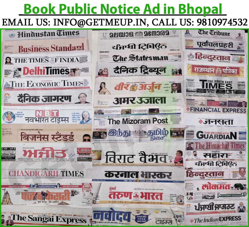 Book Public Notice Ad in Bhopal