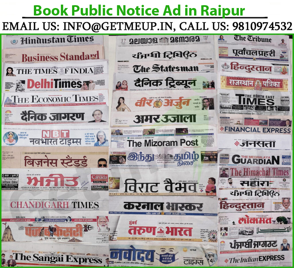 Book Public Notice Ad in Raipur