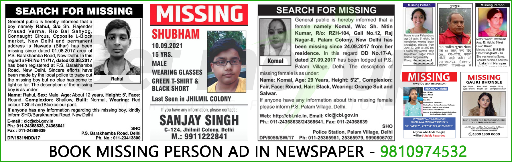 Book Missing Person Ad in Newspaper